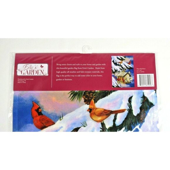 Erins Garden Winter Bird House Decorative Garden Flag 12.5 x 18 inches New - Picture 4 of 4